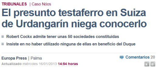 Testaferro Urdangarín niega Testaferro Urdangarín niega