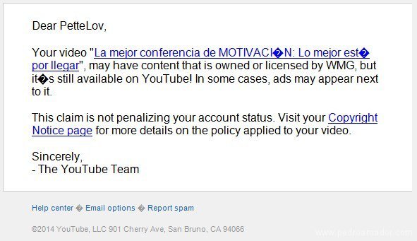 mensaje YouTube limitando